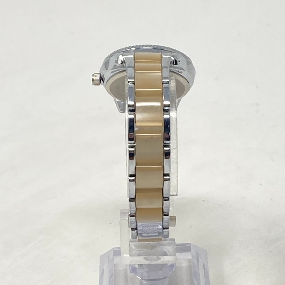 Anne Klein Watch Women 30mm Silver Tone Beige Resin WR 30M New Battery 6.5" - Picture 7 of 16